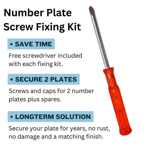 STASS® Number Plate Screws and Caps with Mini Screwdriver Kit