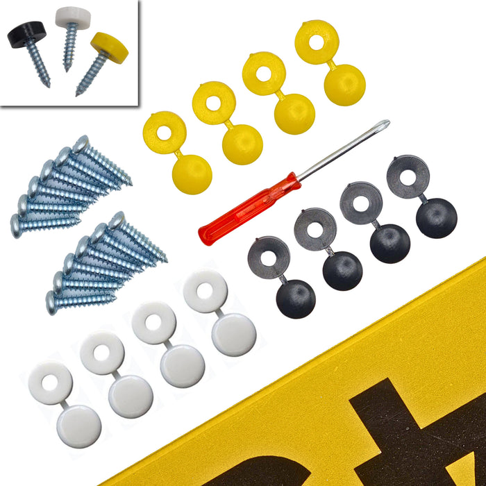 STASS® Number Plate Screws and Caps with Mini Screwdriver Kit